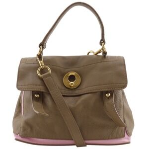 Yves Saint Laurent Muse Toe Handbag/Shoulder Bag (2-way, Leather & Canvas, Br...